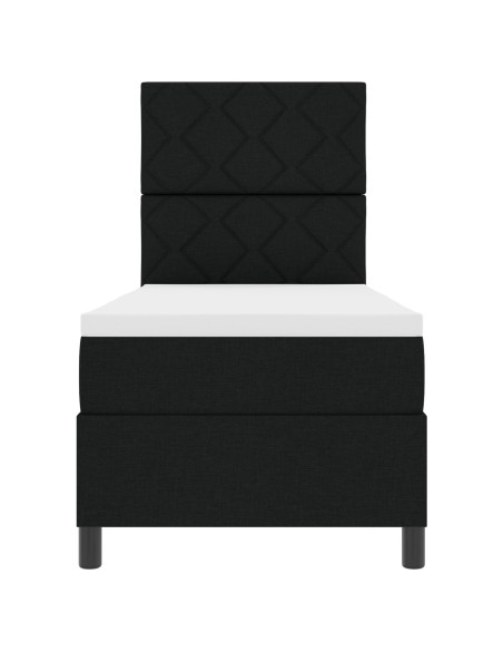 Letto con rete a molle e materasso nero 80x200 cm in tessuto