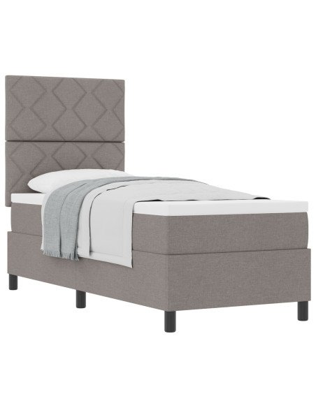 Letto con Box Spring Taupe 80x200 cm in Tessuto