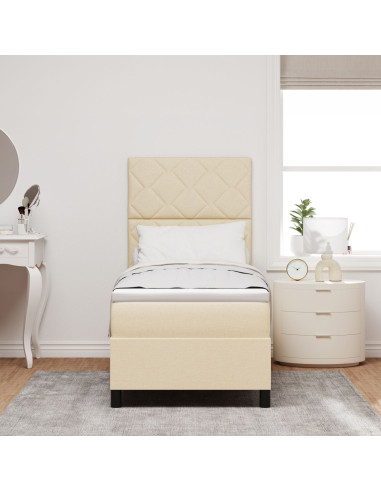 Letto a molle con materasso Crema 80 x 200 cm Tessuto
