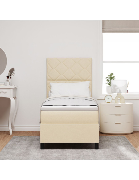 Letto con Box Spring  con Materasso Crema 80x200 cm Tessuto