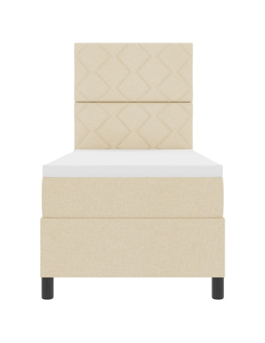 Letto a molle con materasso Crema 80 x 200 cm Tessuto
