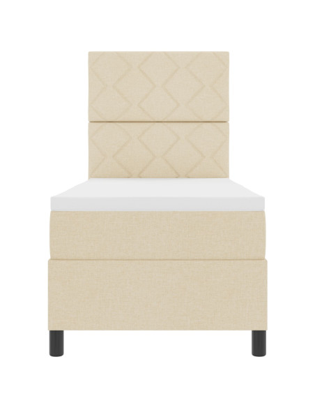 Letto con Box Spring  con Materasso Crema 80x200 cm Tessuto