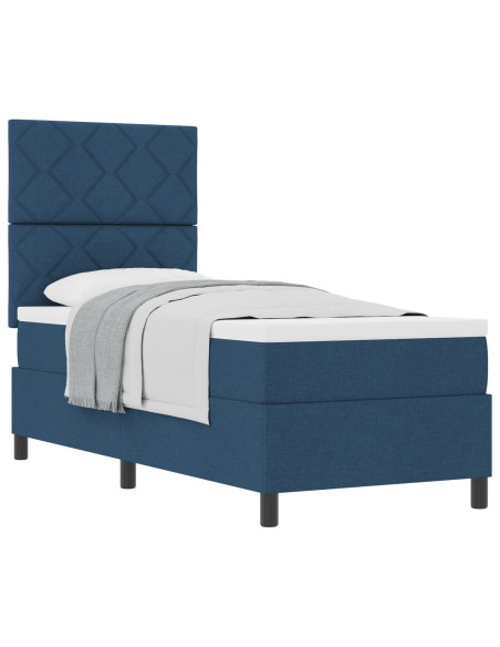 Letto a molle con materasso Blu 80 x 200 cm Tessuto