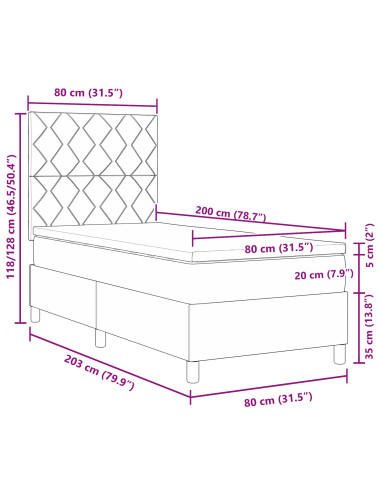 Letto a molle con materasso Blu 80 x 200 cm Tessuto