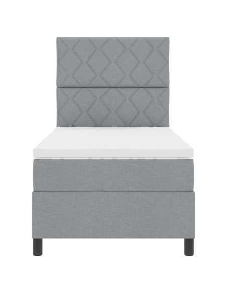 Letto Box Spring con Materasso Grigio Chiaro Singolo Tessuto