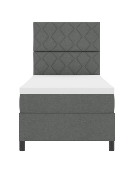 Letto a Molle  con Materasso Grigio Scuro Singolo in Tessuto
