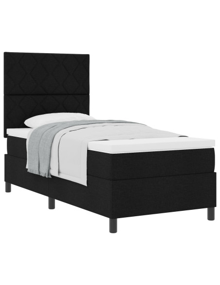 Letto con rete  con materasso nero singolo in tessuto