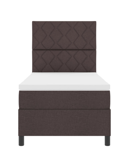 Letto Box Spring  con Materasso Marrone Scuro Singolo Tessuto