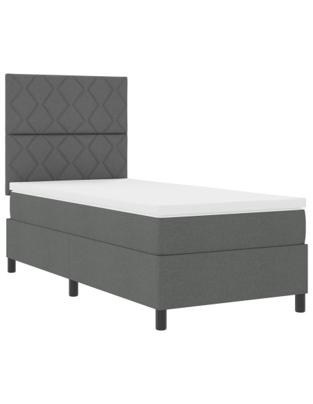 Letto con Box Spring e Materasso Grigio Scuro 90x200 cm in Tessuto