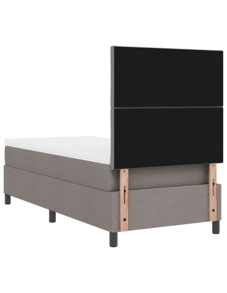 Letto Box Spring e Materasso Taupe 100x200 cm in Tessuto