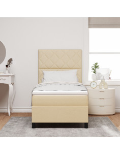 Letto a molle con materasso Crema 100 x 200 cm Tessuto