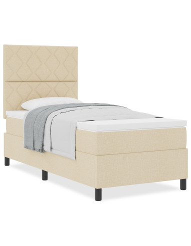 Letto a molle con materasso Crema 100 x 200 cm Tessuto