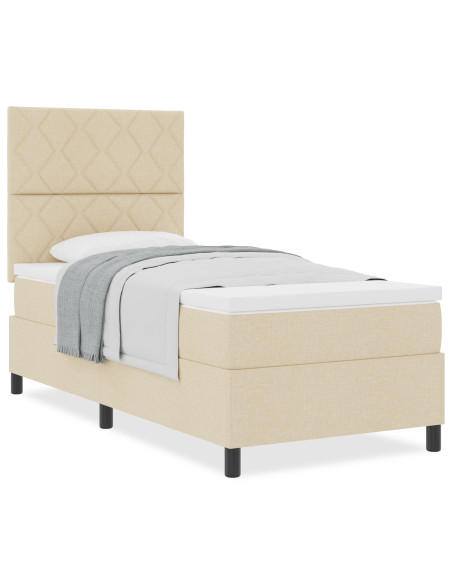Letto a molle con materasso Crema 100 x 200 cm Tessuto