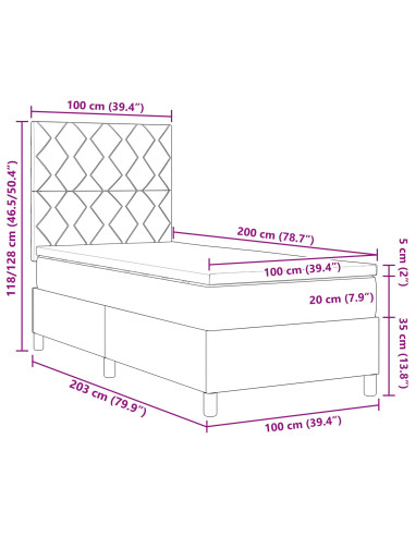 Letto a molle con materasso Blu 100 x 200 cm Tessuto