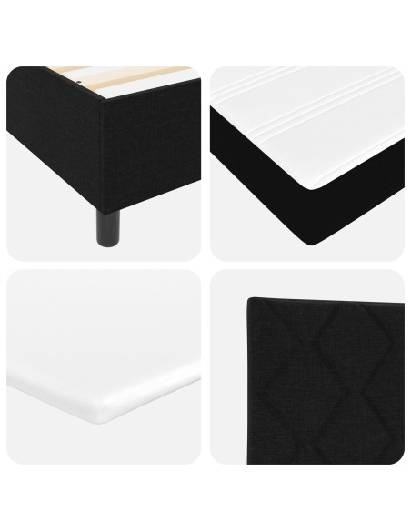 Letto a molle con materasso Nero 120 x 190 cm Tessuto