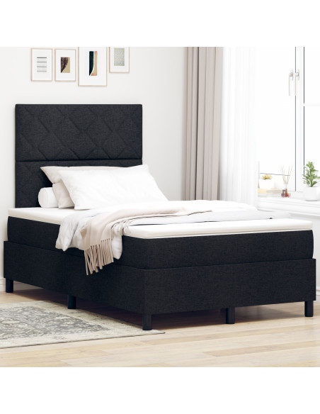 Letto Box Spring  con Materasso Nero Piccolo Doppio in Tessuto