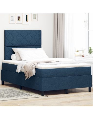 Letto a molle con materasso Blu 120 x 190 cm Tessuto