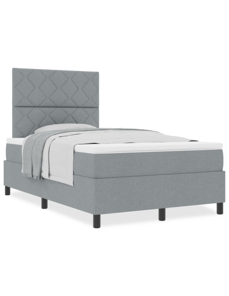 Letto con box spring  e materasso Grigio chiaro 120x200 cm Tessuto