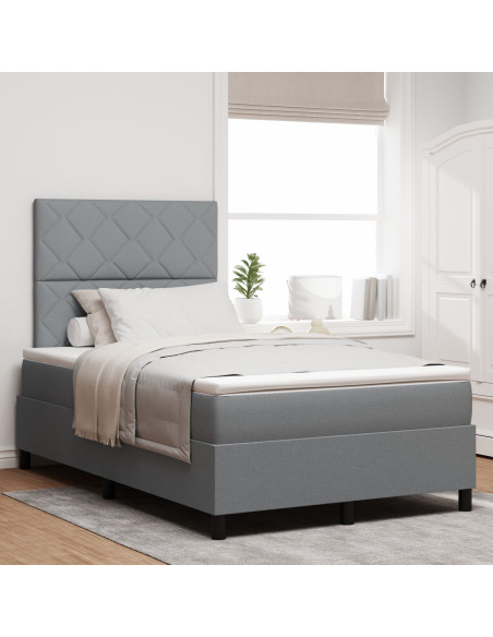 Letto con box spring  e materasso Grigio chiaro 120x200 cm Tessuto
