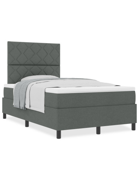 Letto Box Spring Materasso Grigio Scuro 120x200 cm Tessuto