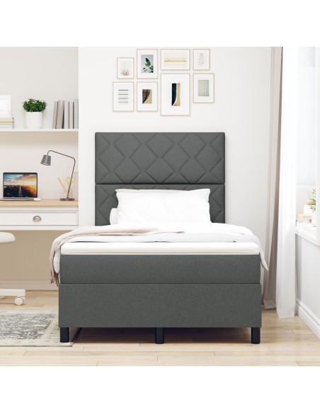 Letto Box Spring Materasso Grigio Scuro 120x200 cm Tessuto