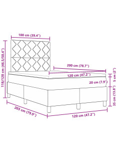 Letto a molle con materasso Nero 120 x 200 cm Tessuto