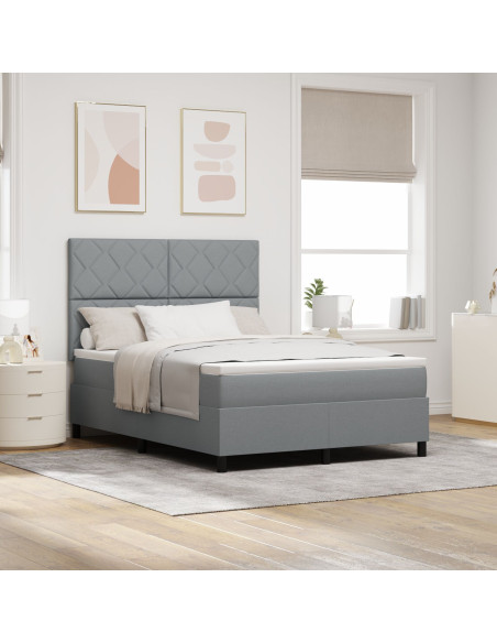 Letto con rete a doghe e materasso grigio chiaro 140x190 cm in tessuto