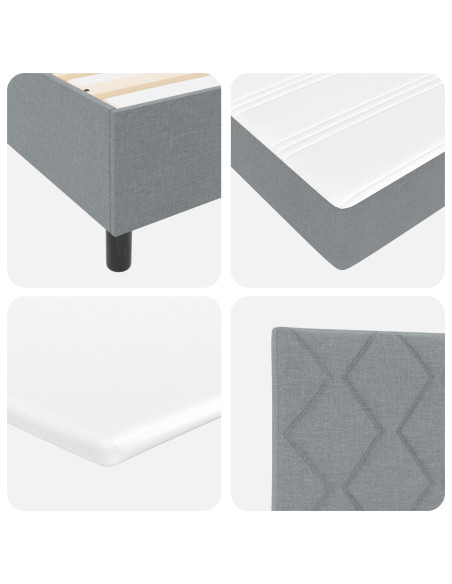 Letto con rete a doghe e materasso grigio chiaro 140x190 cm in tessuto