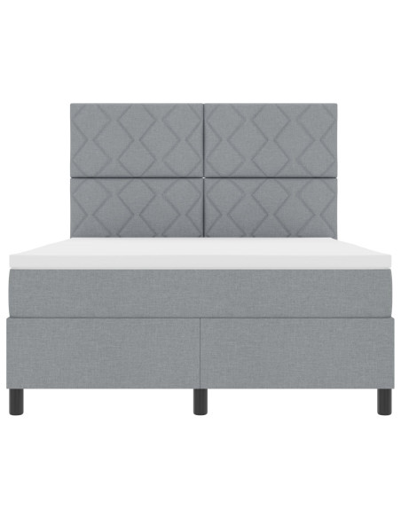 Letto con rete a doghe e materasso grigio chiaro 140x190 cm in tessuto