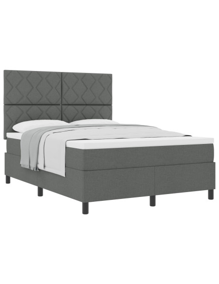 Letto Box Spring con Materasso Grigio Scuro 140x190 cm in Tessuto