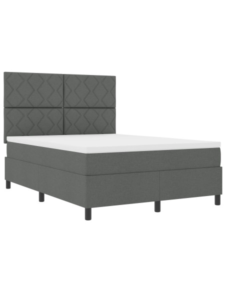 Letto Box Spring con Materasso Grigio Scuro 140x190 cm in Tessuto