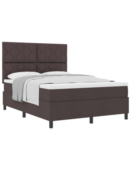 Letto Box Spring  con Materasso Marrone Scuro 140x190 cm Tessuto