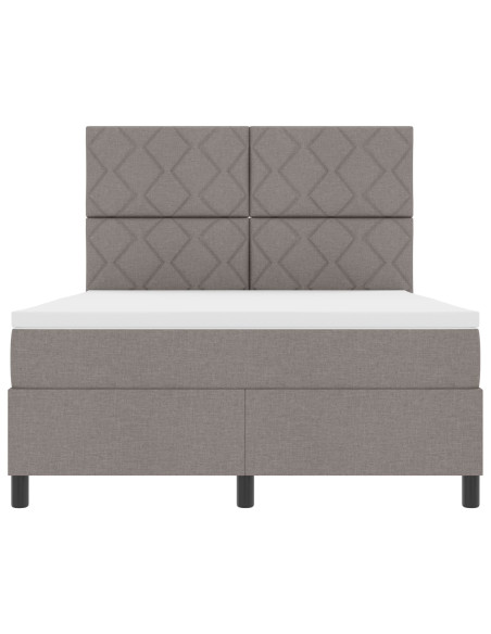 Letto con Rete a Molle con Materasso Taupe 140x190 cm Tessuto