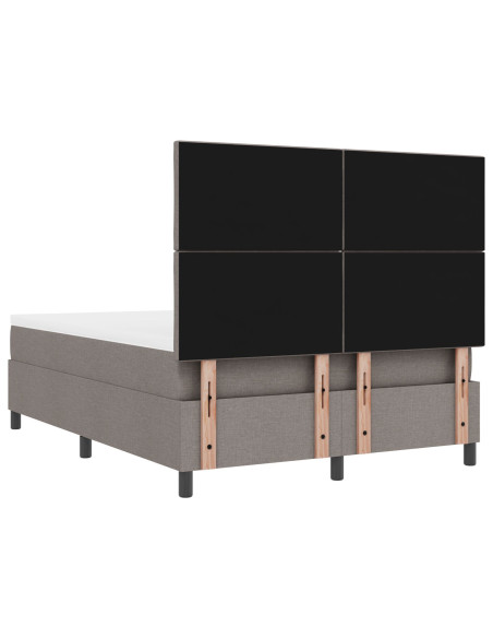 Letto con Rete a Molle con Materasso Taupe 140x190 cm Tessuto