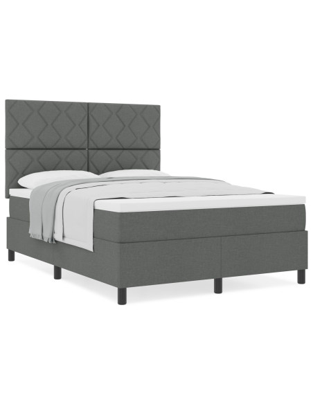 Rete a Molla con Materasso Grigio Scuro 140x200 cm Tessuto
