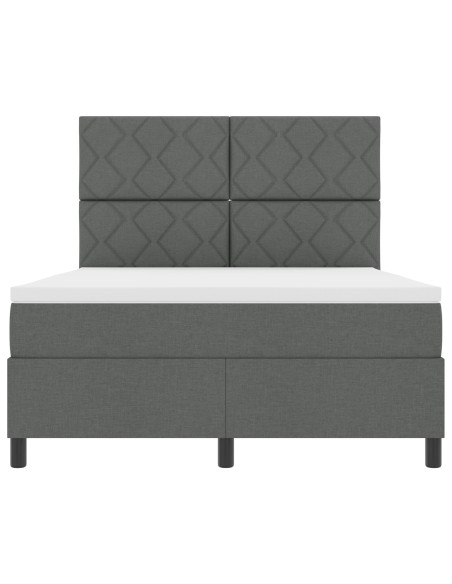 Rete a Molla con Materasso Grigio Scuro 140x200 cm Tessuto