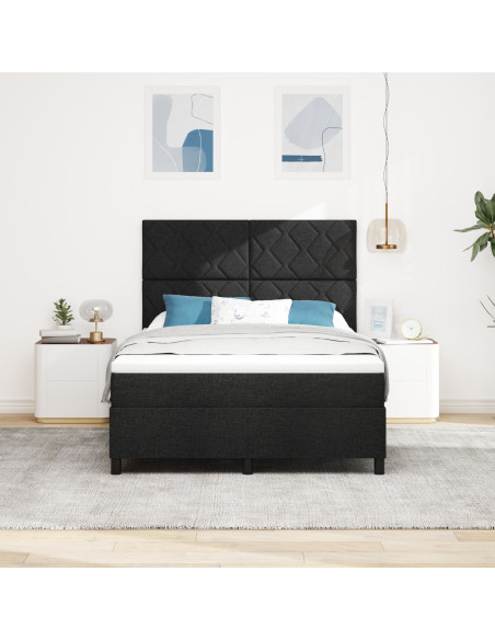 Letto a Rete  con Materasso Nero 140x200 cm Tessuto
