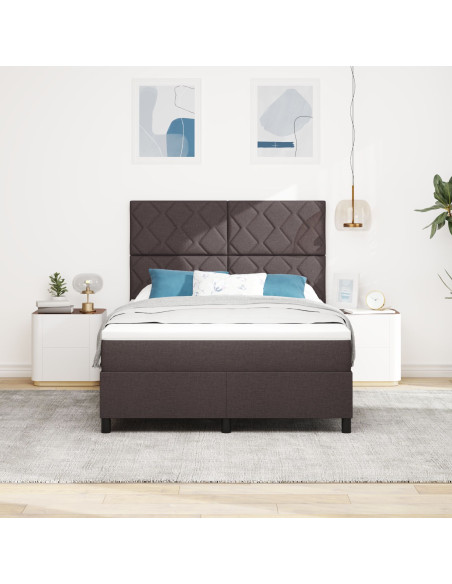 Letto Box Spring e Materasso Marrone Scuro 140x200 cm Tessuto