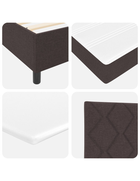 Letto Box Spring e Materasso Marrone Scuro 140x200 cm Tessuto