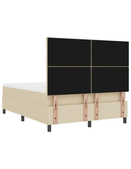 Letto con Rete a Molle  Crema 140x200 cm Tessuto