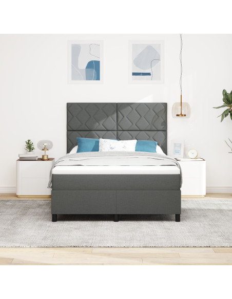 Letto Box Spring  con materasso Grigio Scuro 160x200 cm Tessuto
