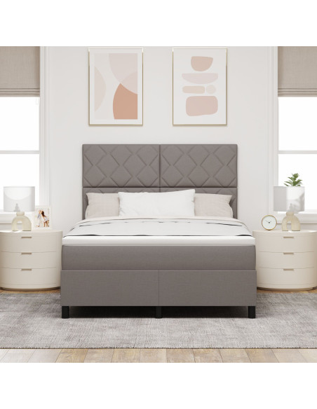 Letto Box Spring con Materasso Taupe 160x200 cm Tessuto
