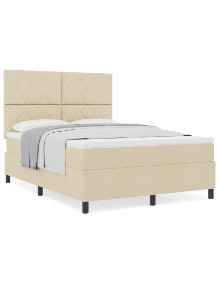 Letto a molle con materasso Crema 160 x 200 cm Tessuto