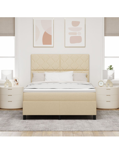 Letto a molle con materasso Crema 160 x 200 cm Tessuto