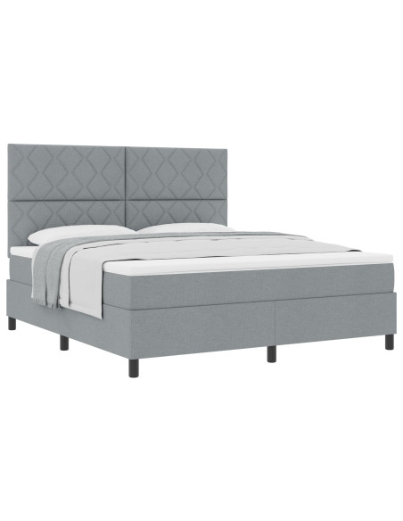 Letto a Molle  con Materasso Grigio Chiaro Super King Tessuto