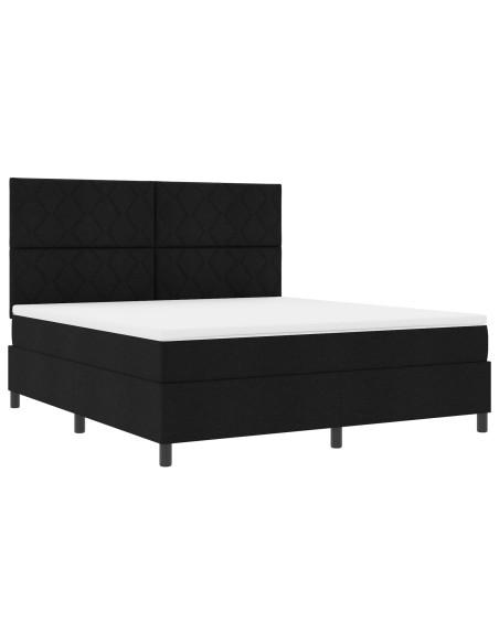 Letto con Box Spring con Materasso Nero Super King Tessuto