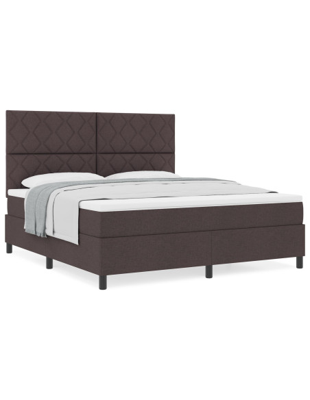 Letto Box Spring con Materasso Marrone Scuro Super King in Tessuto