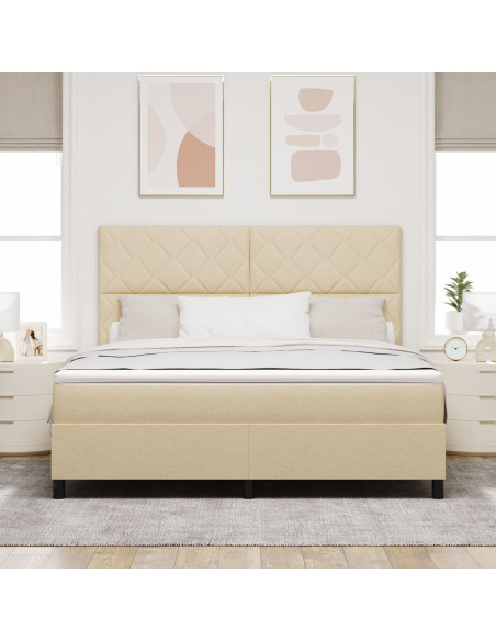 Letto a molle  con materasso crema in tessuto Super King