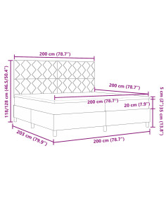 Letto a molle con materasso Grigio chiaro 200 x 200 cm Tessuto 2