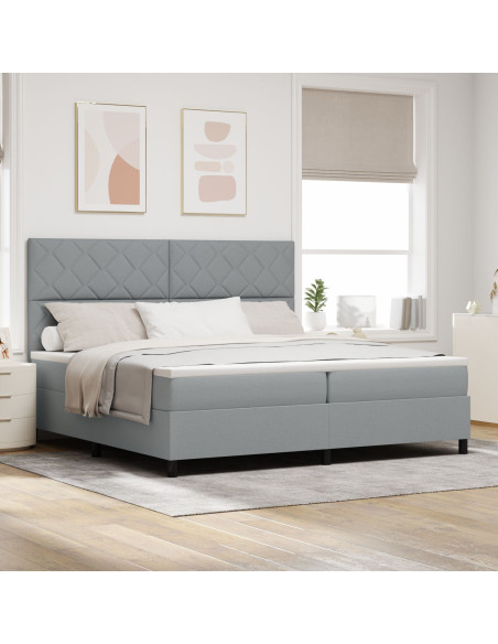 Letto a molle con materasso Grigio chiaro 200 x 200 cm Tessuto